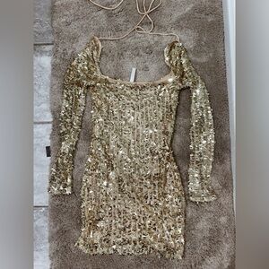 gold sequin lucy in the sky dress